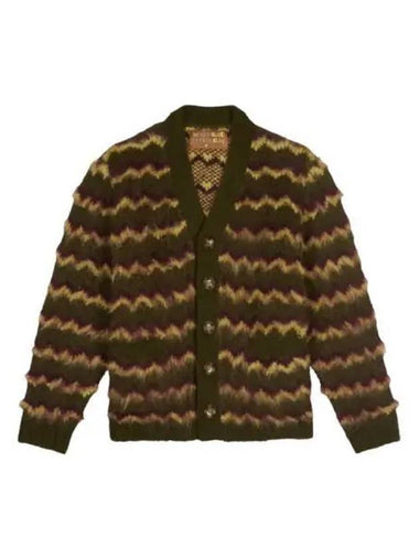 Brain Dead Zig Zag Striped Cardigan Olive Multi - BRAIN DEAD - BALAAN 1