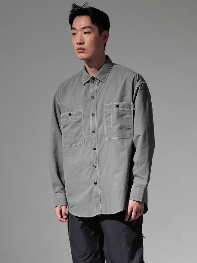 Big pocket overfit nylon shirt khaki - CODE I'M - BALAAN 1