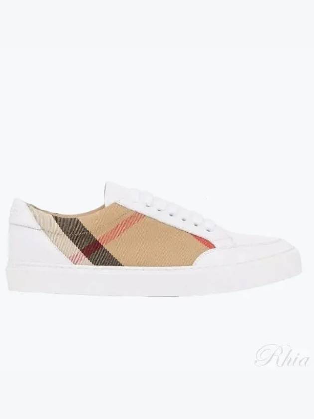 House Check Leather Sneakers Optic White - BURBERRY - BALAAN 2