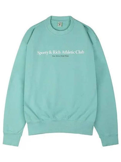 Athletic Club Crew Neck Sweatshirt Aqua White - SPORTY & RICH - BALAAN 2