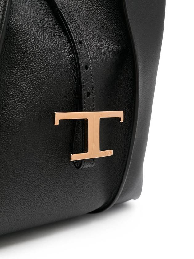 T Timeless Leather Medium Shopping Tote Bag Black - TOD'S - BALAAN 6