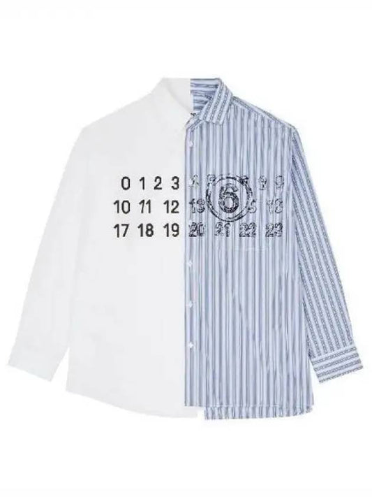 Striped Logo Cotton Long Sleeve Shirt White Blue - MAISON MARGIELA - BALAAN 2