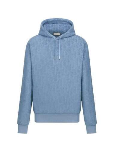 Oblique Relaxed Fit Terry Cotton Jacquard Hoodie Blue - DIOR - BALAAN 1