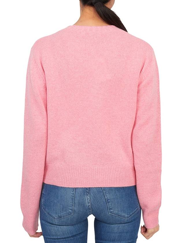 Embroidered Logo Crew Neck Cashmere Knit Top Pink - SPORTY & RICH - BALAAN 5