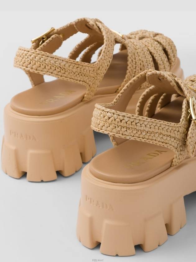 Monolith Crochet Cage Sandals Natural - PRADA - BALAAN 8