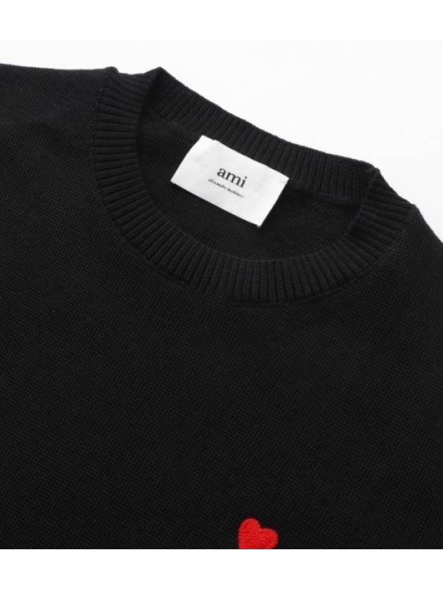 Heart Logo Patch Knit Top Black - AMI - BALAAN 4