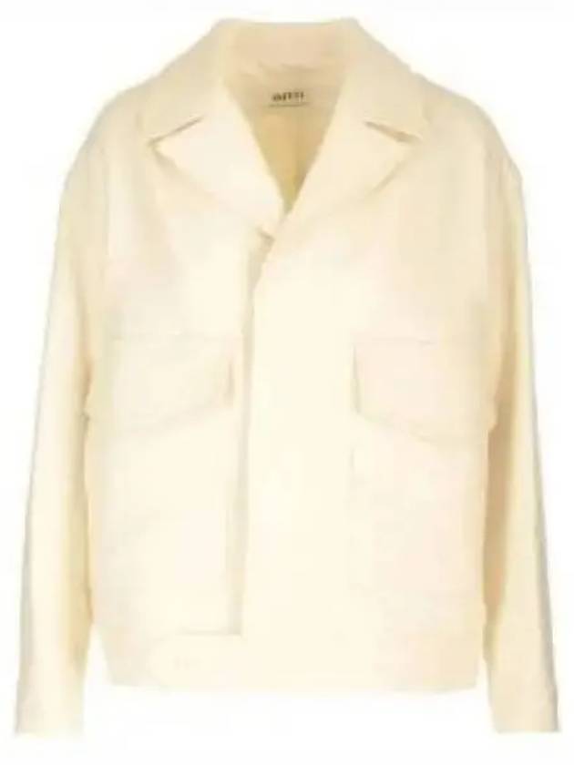 Pocket Oversized Fit Virgin Wool Jacket White - AMI - BALAAN 2