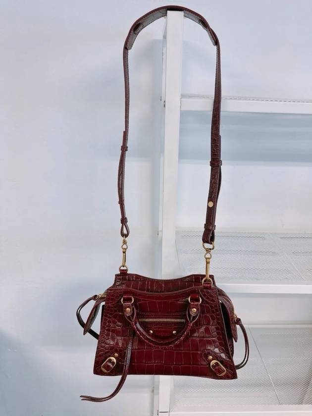 Women s Burgundy Neo Classic Croc Calf Leather Mini City Bag 638524 23EF1 6526 - BALENCIAGA - BALAAN 5