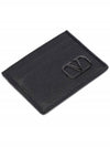 Signature V Logo Leather Card Wallet Black - VALENTINO - BALAAN 6