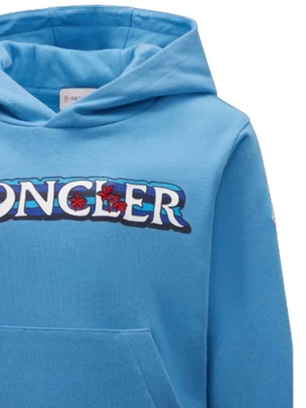 Kids Logo Print Hooded Top Blue - MONCLER - BALAAN 5