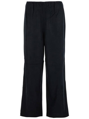 Blsck High Waisted Pants With Monogram And Elastic Waist In Modal Woman - TOTEME - BALAAN 1