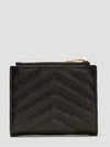 YSL Monogram Logo Chevron Quilted Leather Top Zipper Fold Wallet Medium Wallet - SAINT LAURENT - BALAAN 3