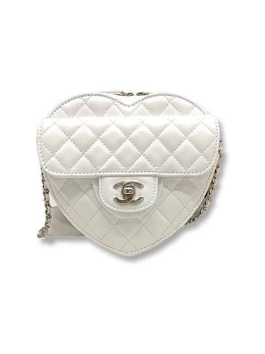 CC logo gold lambskin chain heart cross bag white - CHANEL - BALAAN 2