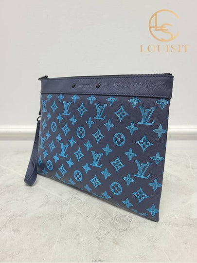 Used luxury goods Lewis It River Blue Monogram Pochette Togo Clutch Bag - LOUIS VUITTON - BALAAN 2