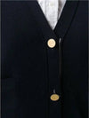 Milano Stitch 4 Bar Classic V Neck Fine Merino Wool Cardigan Navy - THOM BROWNE - BALAAN 5