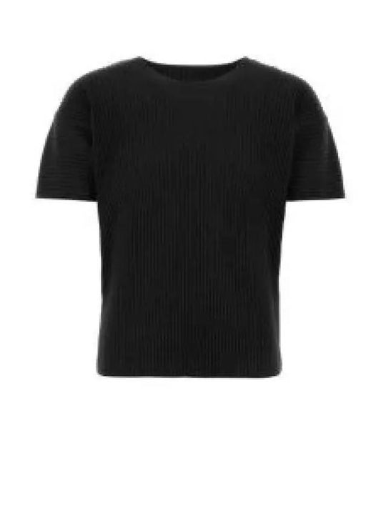 Pleated Short Sleeve T-Shirt Black - ISSEY MIYAKE - BALAAN 2