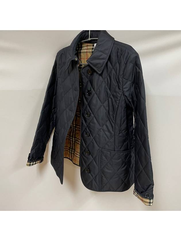 Women's Diamond Quilted Thermoregulated Check Jacket Midnight - BURBERRY - BALAAN 5