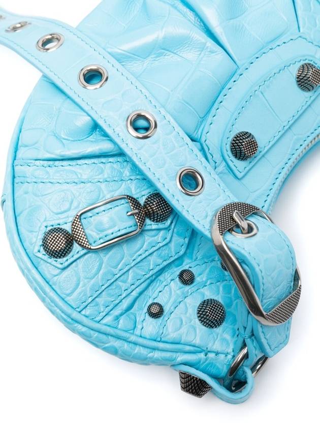 Le Cagole XS  Crocodile Embossed Shoulder Bag Blue Sky - BALENCIAGA - BALAAN 7