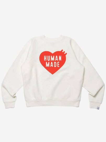 Heart Crew Neck Sweatshirt White - HUMAN MADE - BALAAN 2