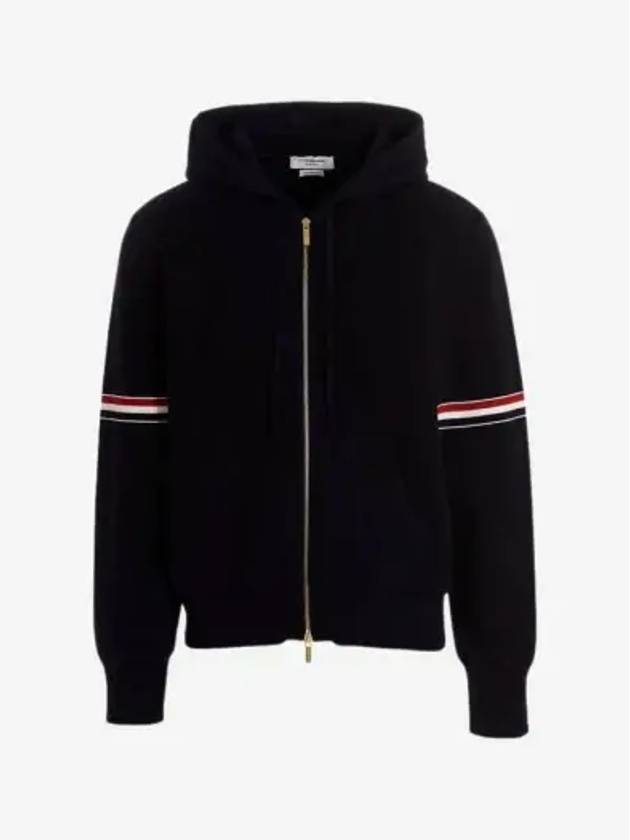 Cotton Milano Armband Zip Up Hoodie Navy - THOM BROWNE - BALAAN 2