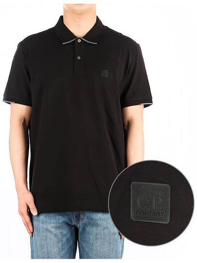 Men's Logo Patch Short Sleeve Polo Shirt Black - CP COMPANY - BALAAN 2