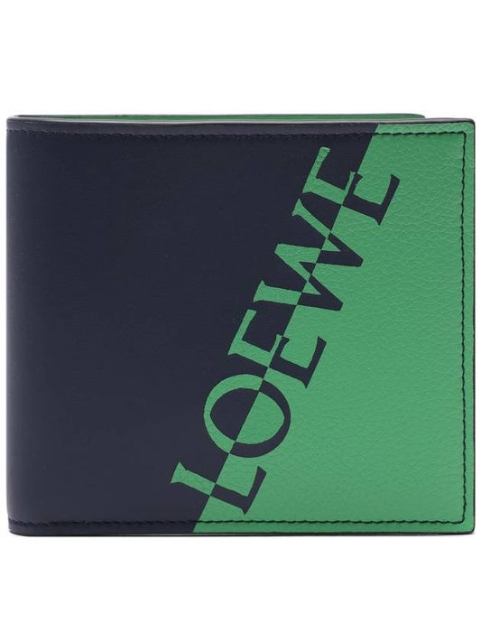 two-tone logo leather halfwallet green black - LOEWE - BALAAN.