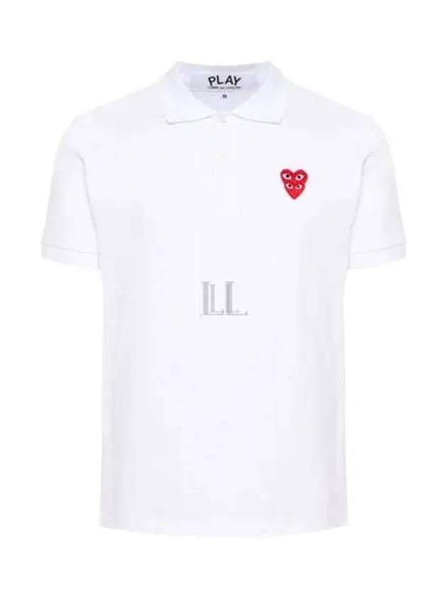 Red Heart Double Wappen Logo Polo Shirt White - COMME DES GARCONS PLAY - BALAAN 2