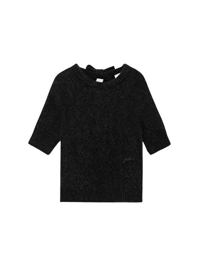 Brushed Alpaca Open Back Knit Top Black - GANNI - BALAAN 2