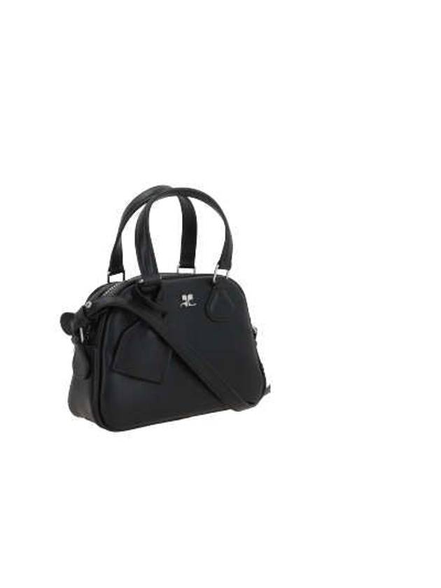 Logo Mini Leather Bowling Tote Bag Black - COURREGES - BALAAN 3