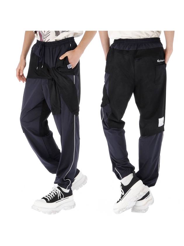 Layered Design Drawstring Track Pants Black - MIHARA YASUHIRO - BALAAN 1