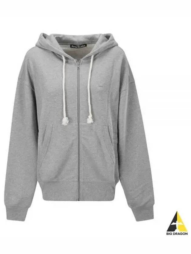 Face Logo Applique Zip-Up Hoodie Grey - ACNE STUDIOS - BALAAN 2