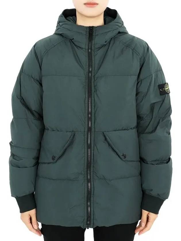 Stone Kids Waffen Patch Down Hooded Padded Jacket Dark Green 811640223 V0057 14A Adults can wear - STONE ISLAND - BALAAN 3