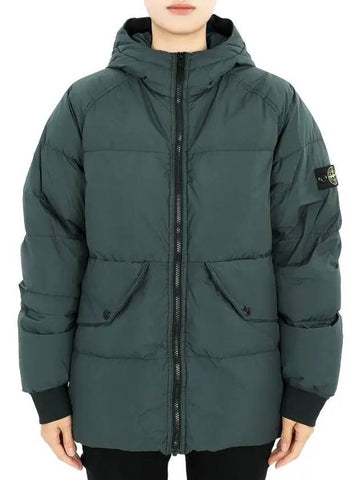 Stone Kids Waffen Patch Down Hooded Padded Jacket Dark Green 811640223 V0057 14A Adults can wear - STONE ISLAND - BALAAN 1