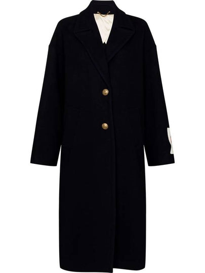 Women's Cocoon Gold Button Patch Single Coat Navy - GOLDEN GOOSE - BALAAN 2