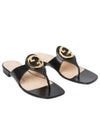 Blondie T Strap Leather Sandals Black - GUCCI - BALAAN 2