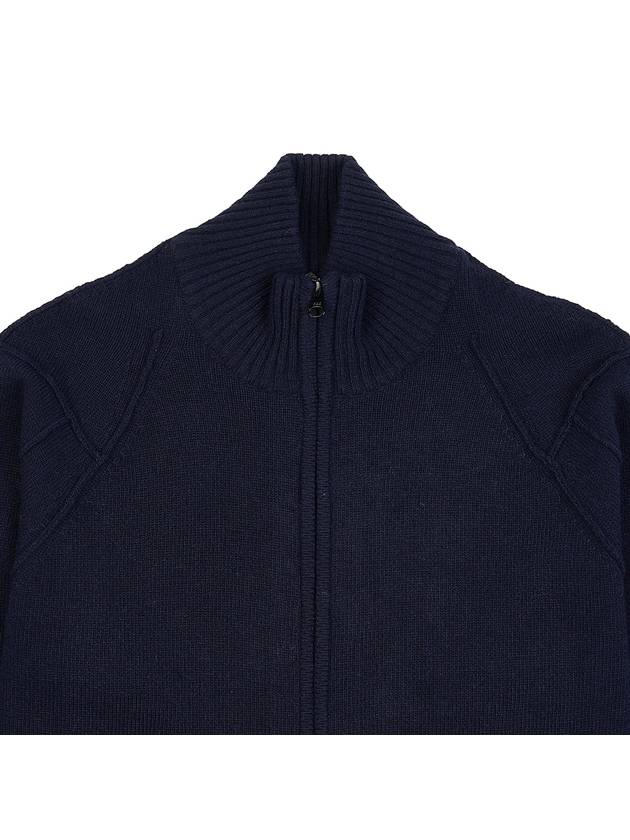 Lens Wappen Lambswool Zip-Up Cardigan Navy - CP COMPANY - BALAAN 4