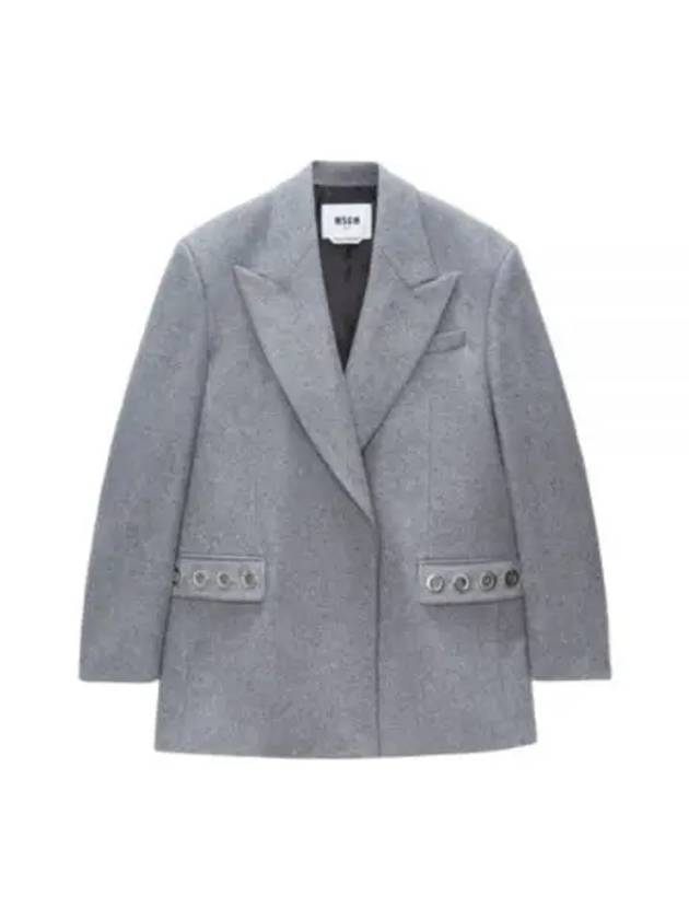 Structured Wool Studs Suit Jacket Grey - MSGM - BALAAN 2