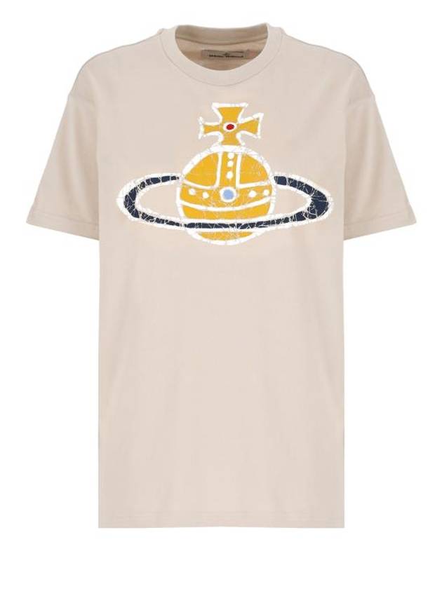 Women's Print Logo Short Sleeve T-Shirt Beige - VIVIENNE WESTWOOD - BALAAN 2