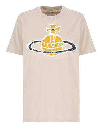 Women's Print Logo Short Sleeve T-Shirt Beige - VIVIENNE WESTWOOD - BALAAN 2