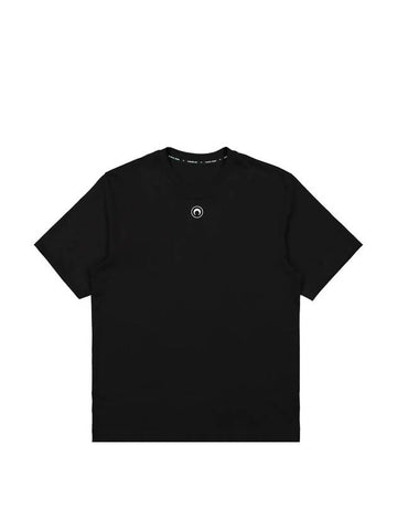 Organic Embroidered Moon Logo Cotton Short Sleeve T-Shirt Black - MARINE SERRE - BALAAN 1