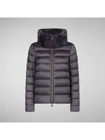 MEI fur high neck padded jacket charcoal gray 271023 - SAVE THE DUCK - BALAAN 1