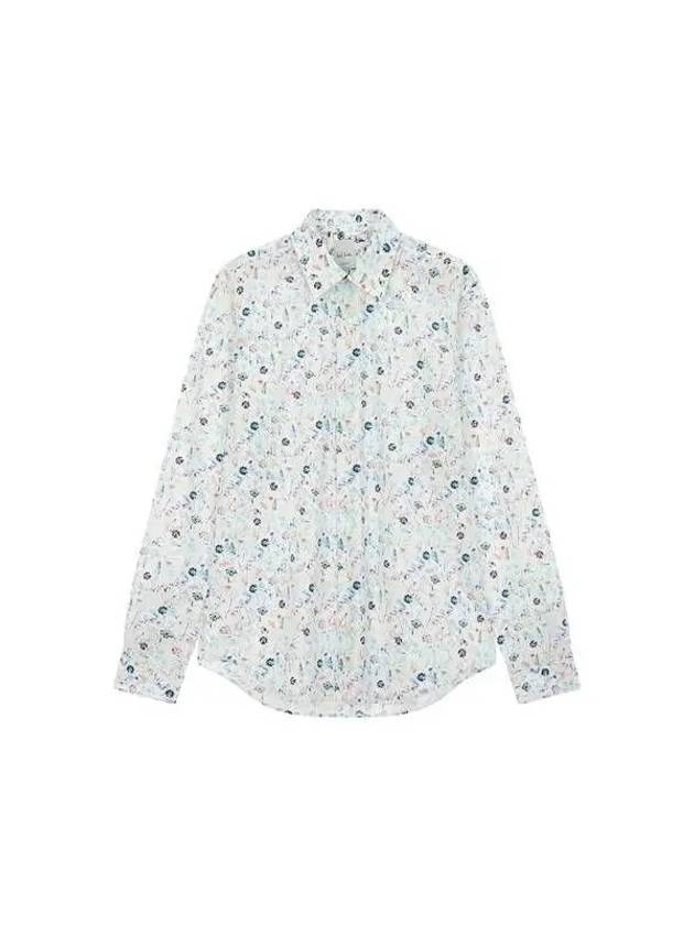 Floral Super Slim Fit Shirt White 270982 - PAUL SMITH - BALAAN 1