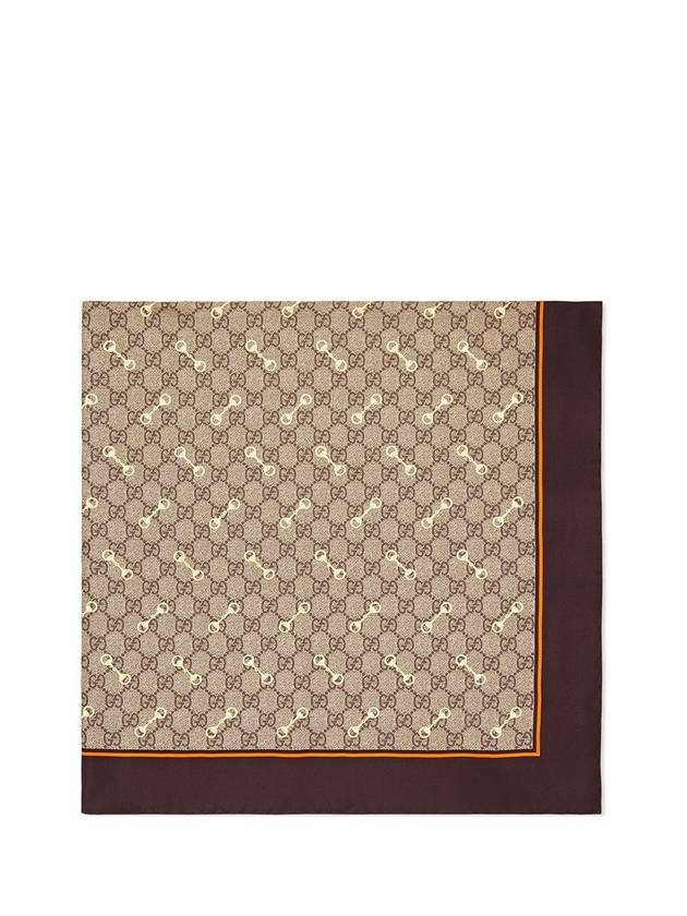 Horsebit Silk GG Print Muffler Brown - GUCCI - BALAAN 1