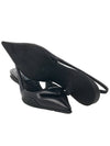 Women's Logo Leather Slingback Heel Black - PRADA - BALAAN.