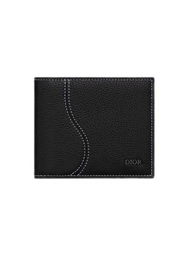 Saddle Grained Calfskin Leather Cald Wallet Black - DIOR - BALAAN 1