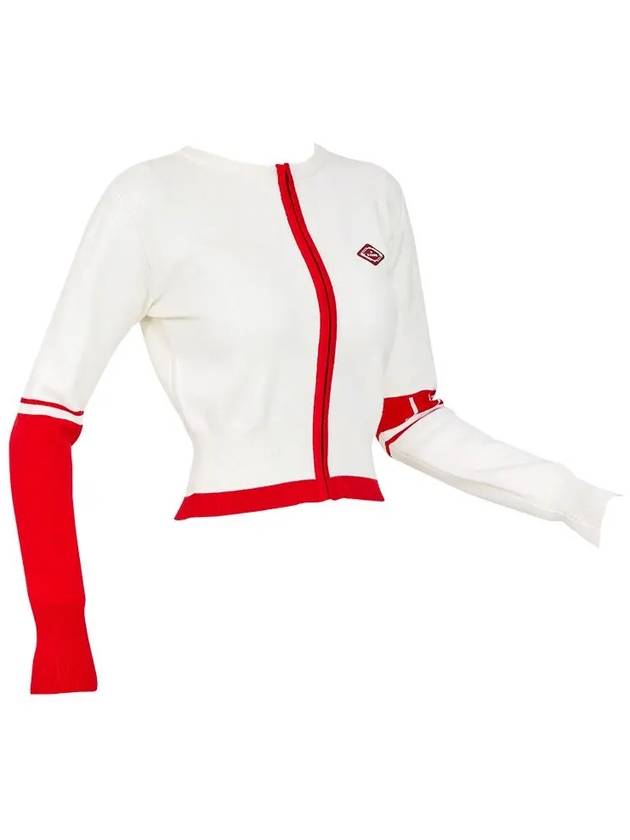 Women s Golf Wear Color Line Knit Zip up Cardigan Red - J JANE - BALAAN 3