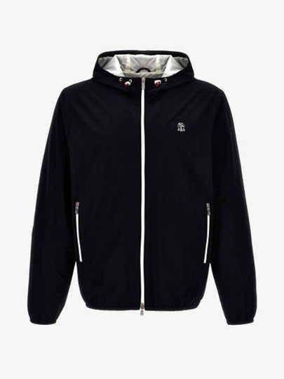 Embroidered Logo Zip-up Hoodie Black - BRUNELLO CUCINELLI - BALAAN 2