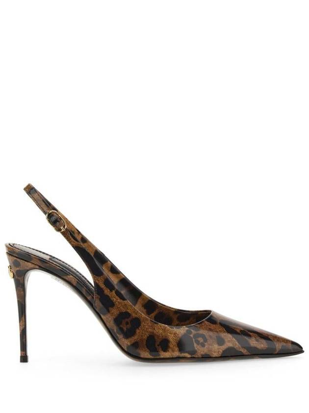 Leopard Print Polished Calfskin Slingback Heel Brown - DOLCE&GABBANA - BALAAN 2