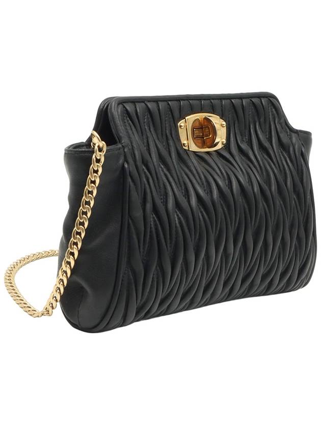 Black Materasse Lux Gold Logo Clutch Crossbody Bag - MIU MIU - BALAAN 3