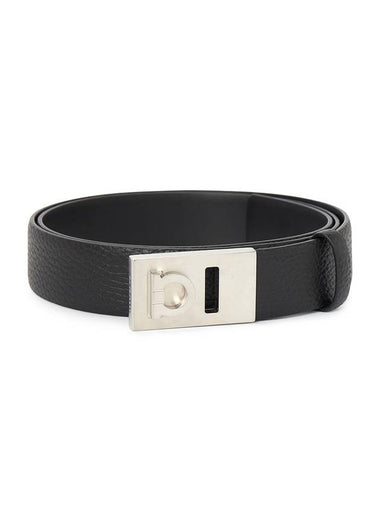 Men's Fixed Leather Belt Black - SALVATORE FERRAGAMO - BALAAN 1